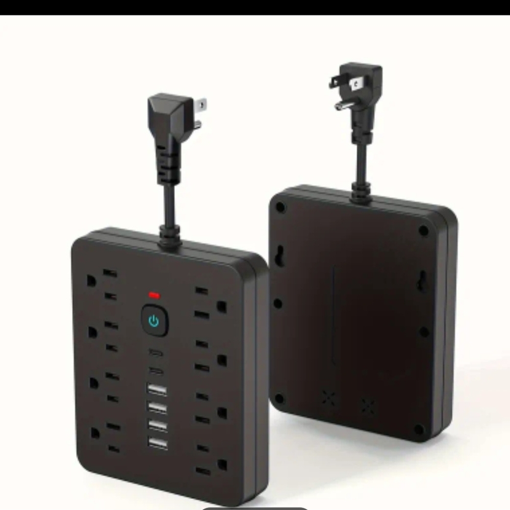 14 In 1 Universal Black Surge Protector Power Strip with USB Charging Ports